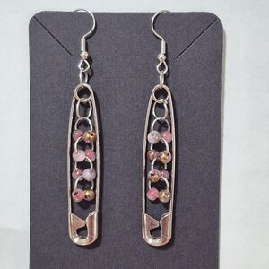 Handmade Dangle Earrings Pink/Gold Beads